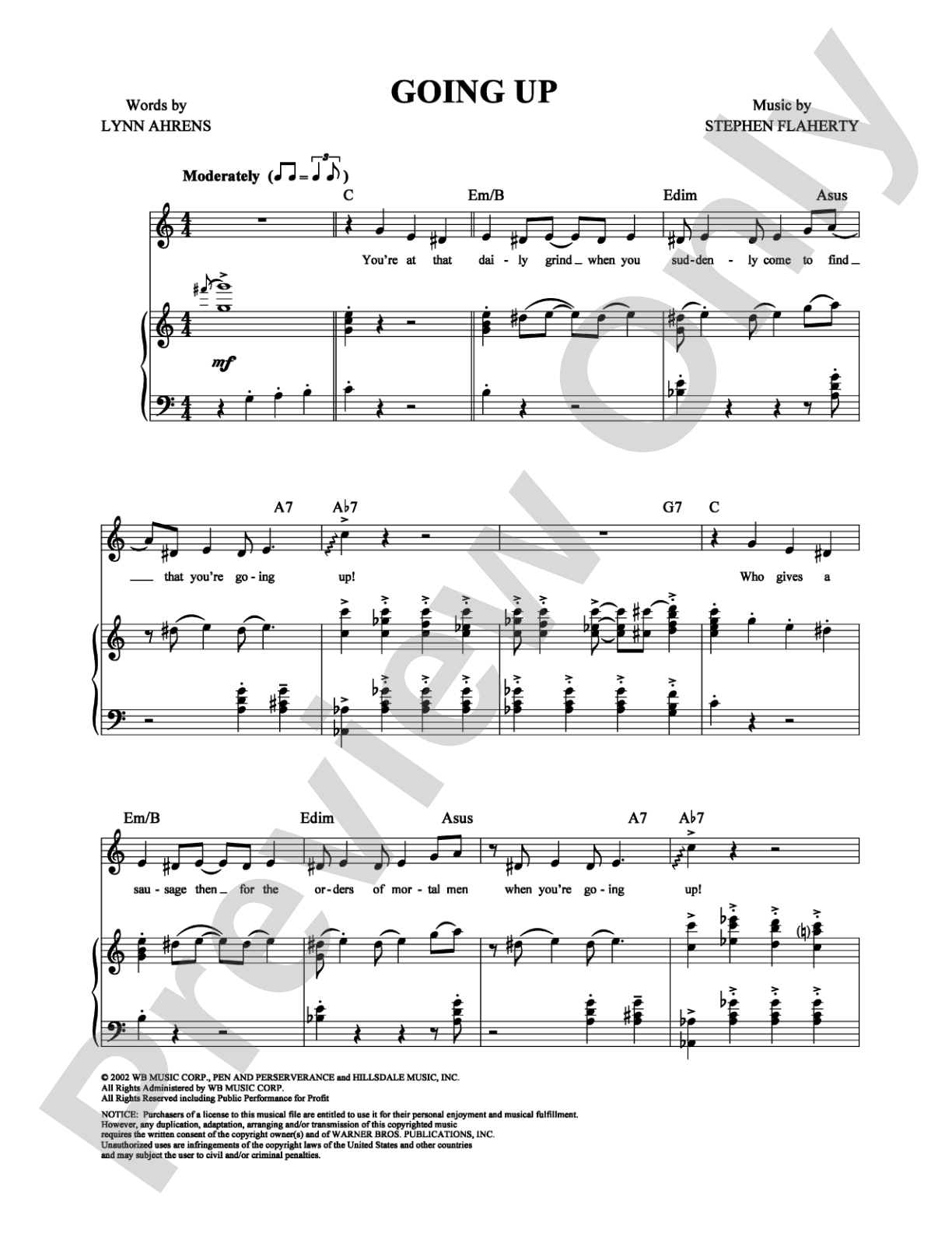 Going Up: Piano/Vocal/Chords Digital Sheet Music
