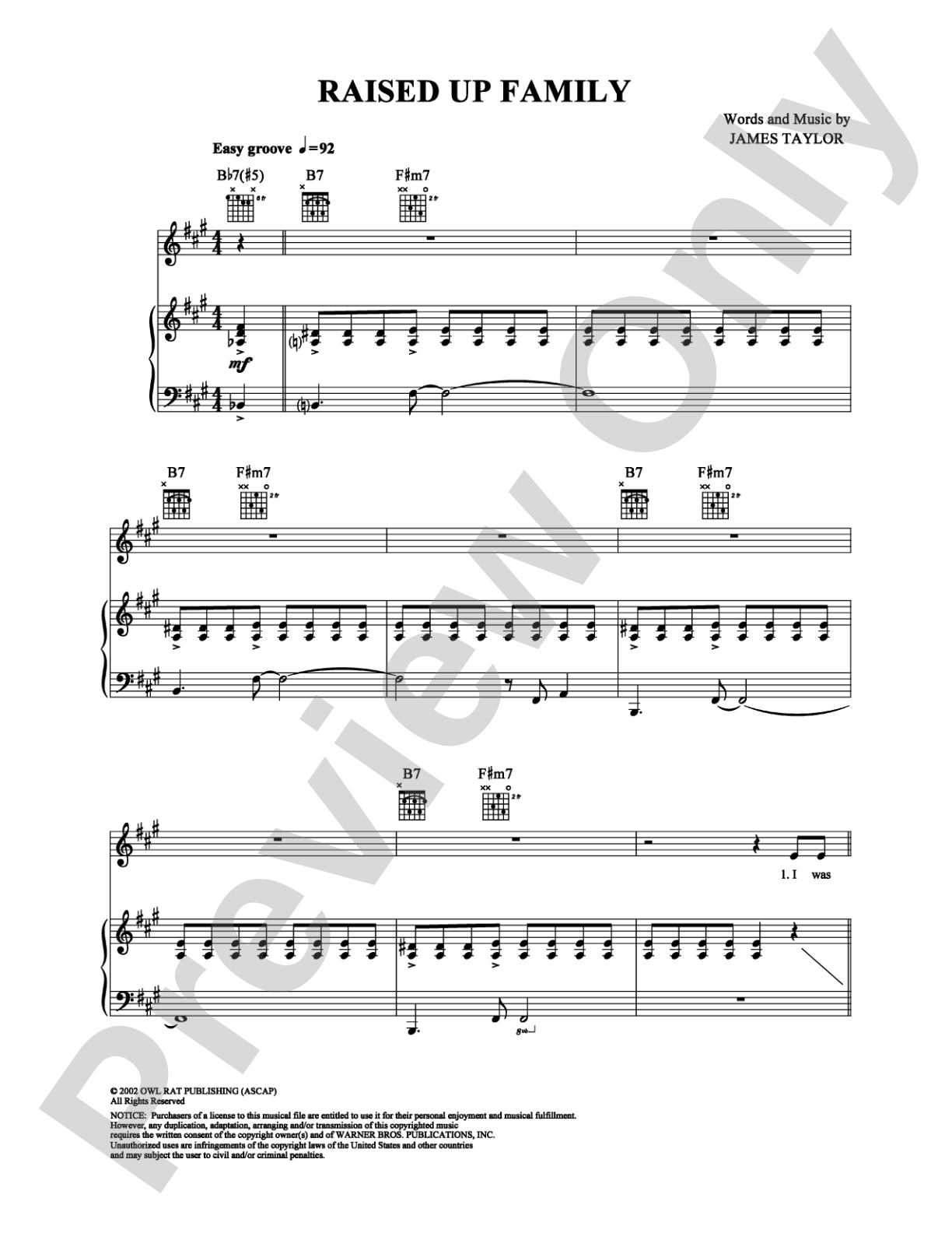 Raised Up Family: Piano/Vocal/Chords Digital Sheet Music