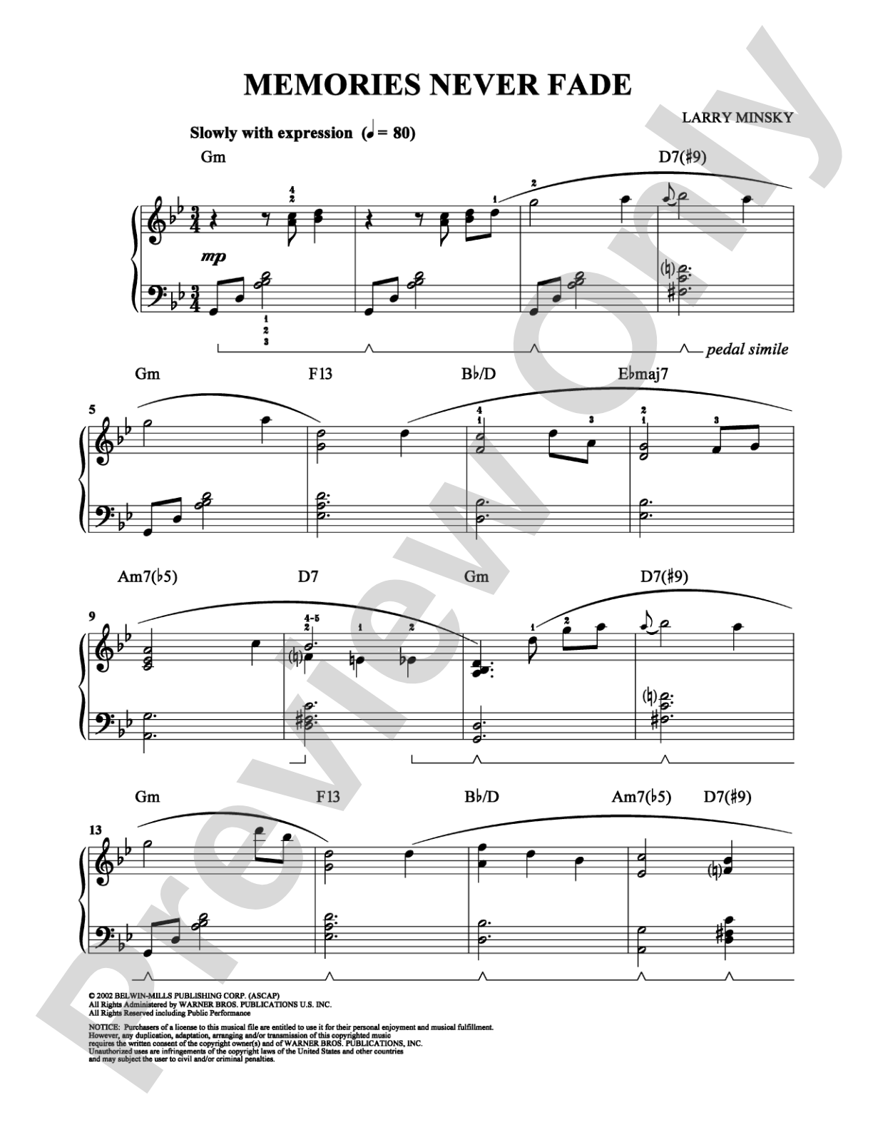 Memories Never Fade: Easy Piano Digital Sheet Music