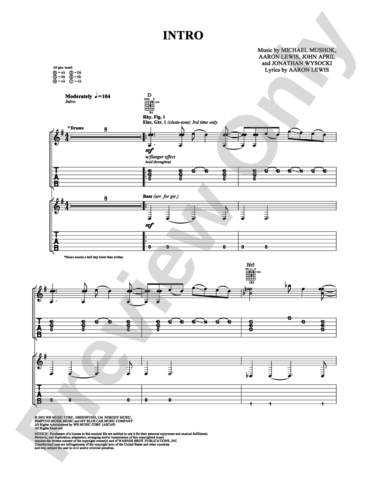 Intro: Guitar TAB Digital Sheet Music