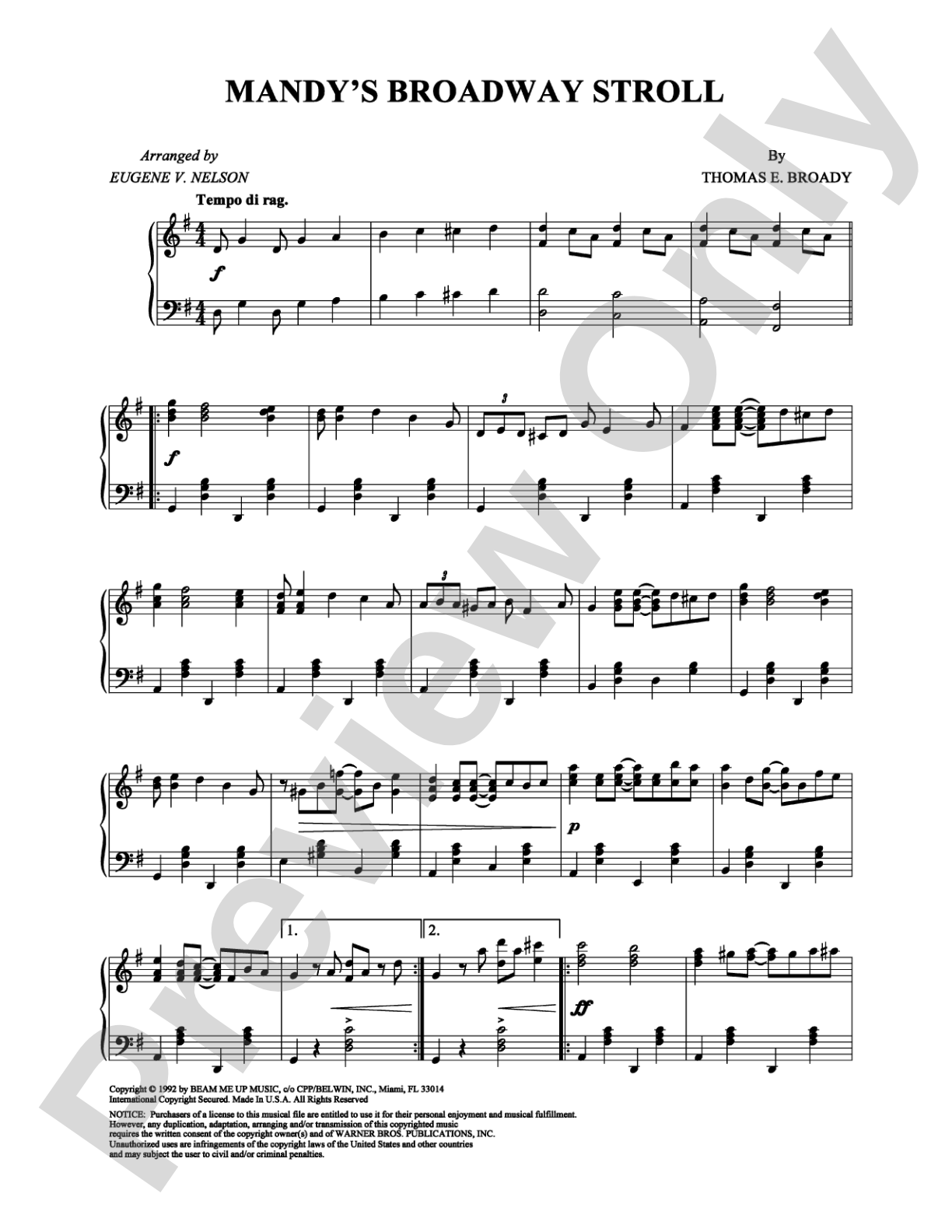 Mandy's Broadway Stroll: Piano Digital Sheet Music