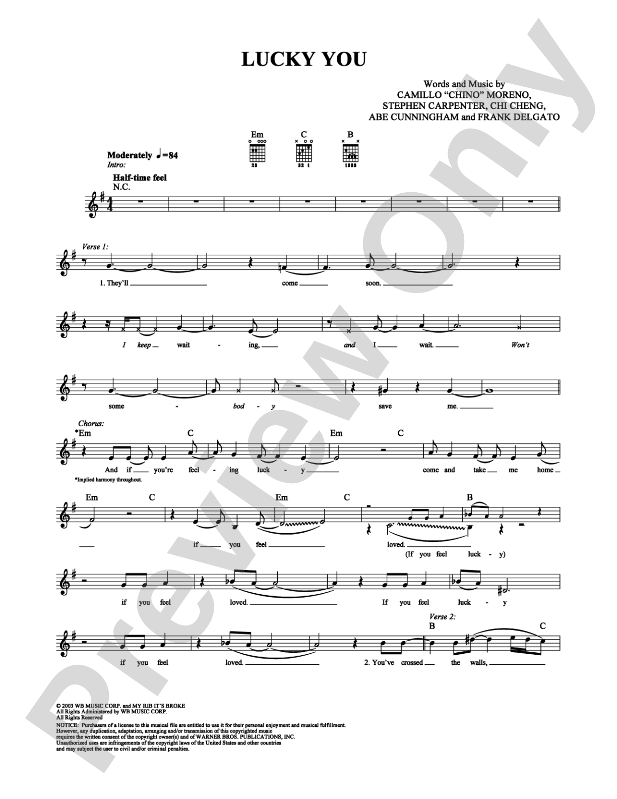 Lucky You: Guitar TAB Digital Sheet Music
