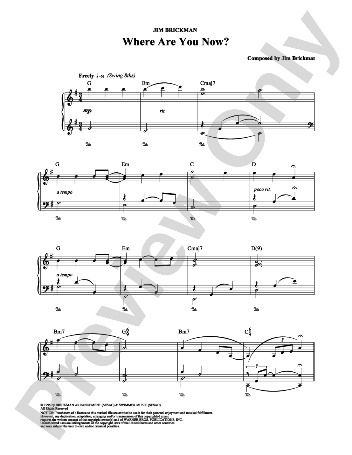 Where Are You Now?: Piano Digital Sheet Music