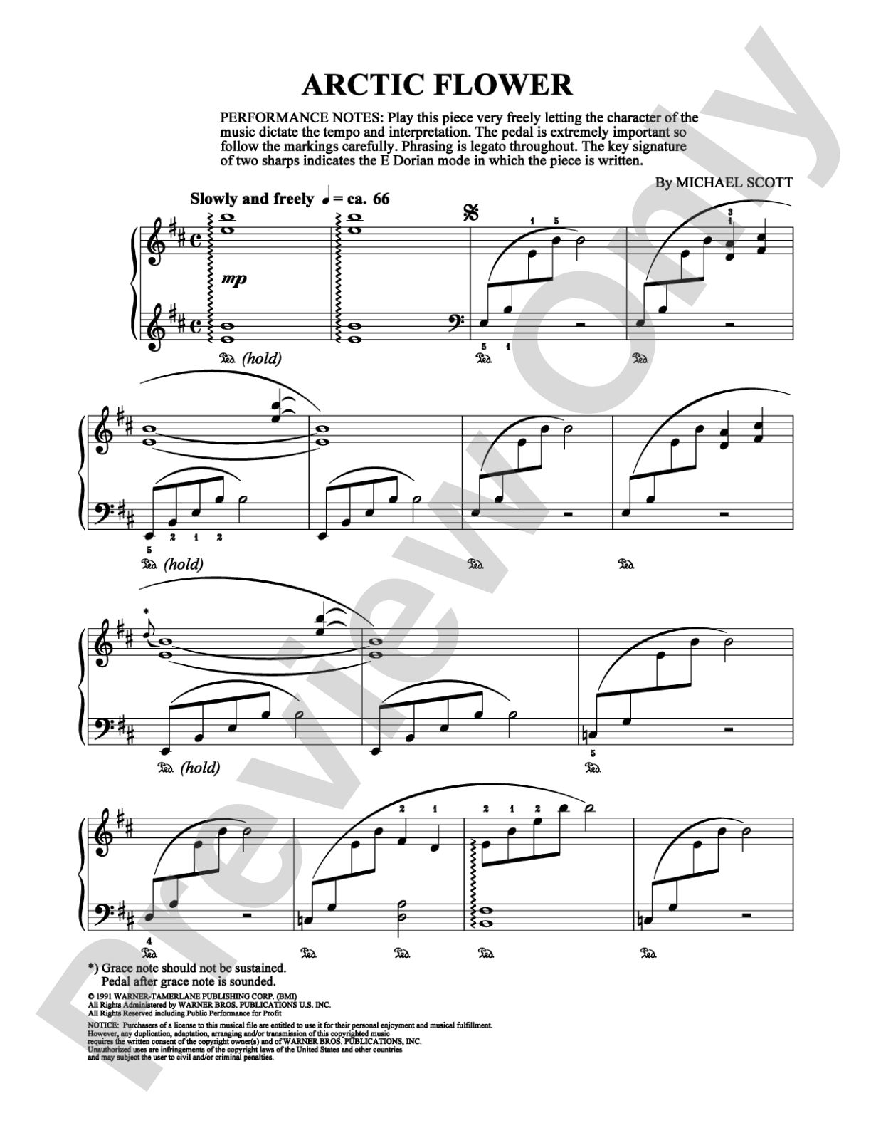 Arctic Flower: Easy Piano Digital Sheet Music