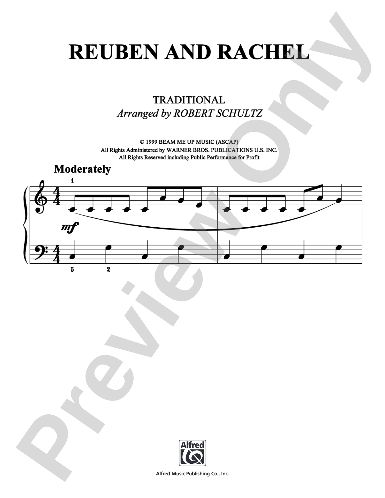 Reuben and Rachel: Easy Piano Digital Sheet Music
