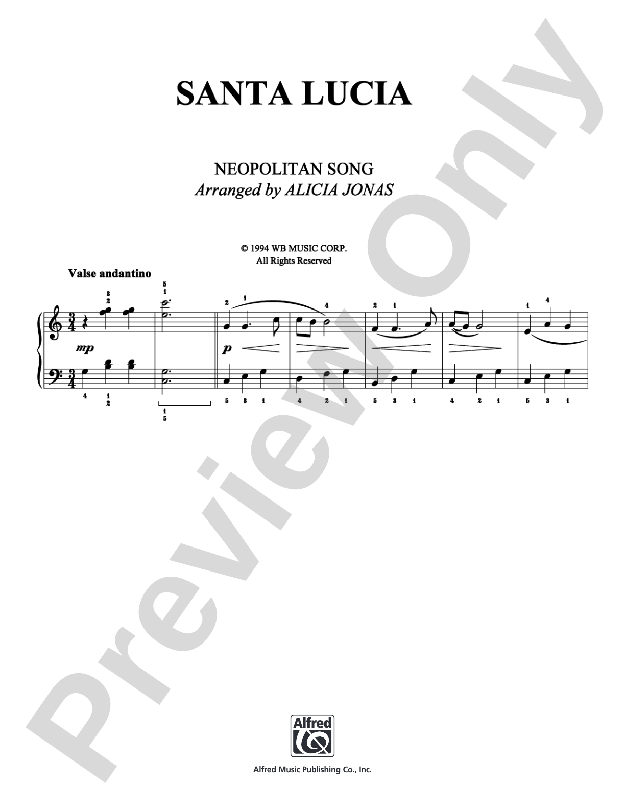 Santa Lucia: Piano Digital Sheet Music