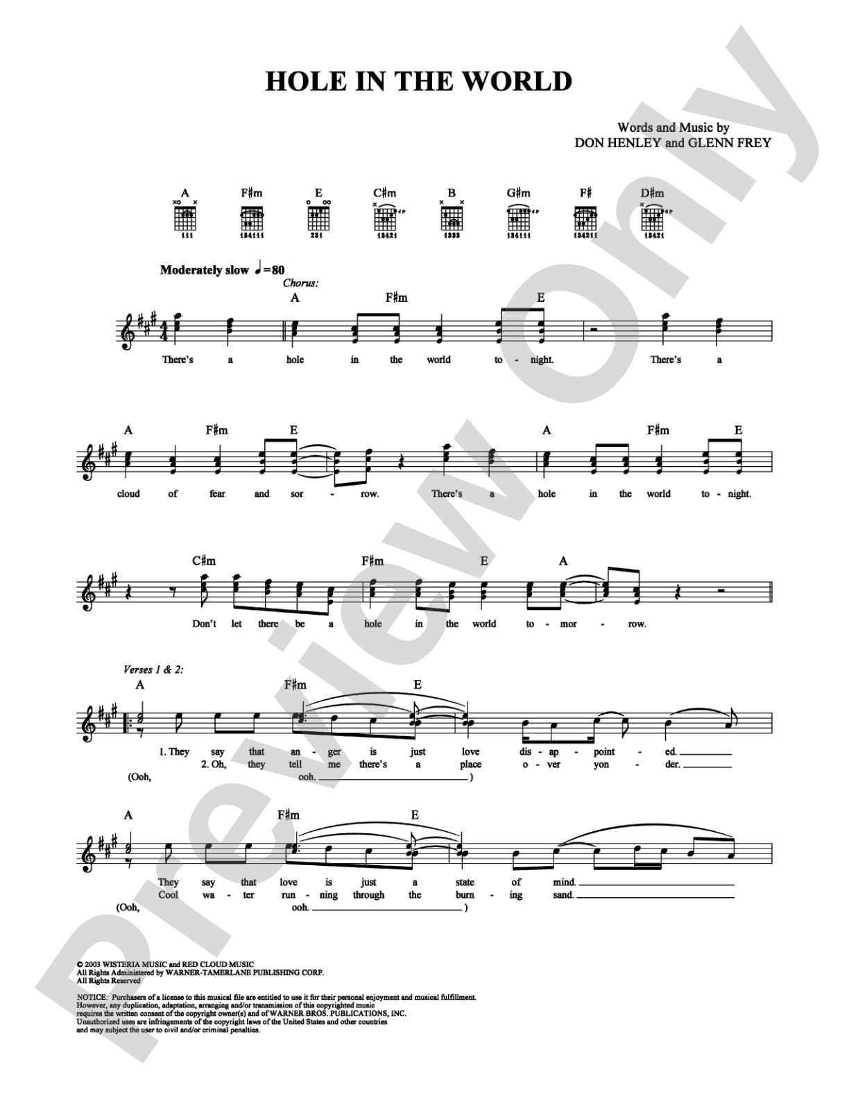 Hole in the World: Guitar TAB Digital Sheet Music