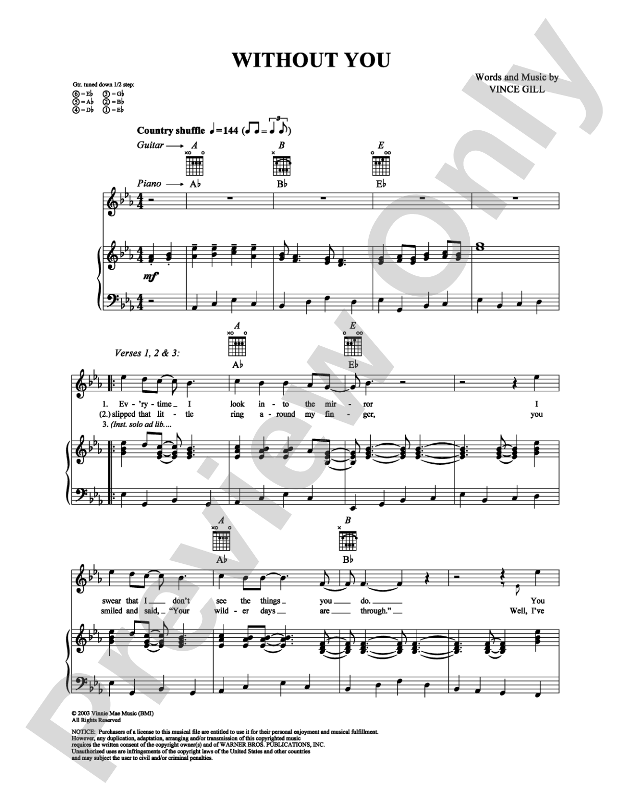Without You: Piano/Vocal/Chords Digital Sheet Music