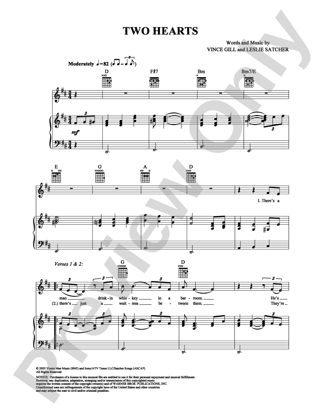 Two Hearts: Piano/Vocal/Chords Digital Sheet Music