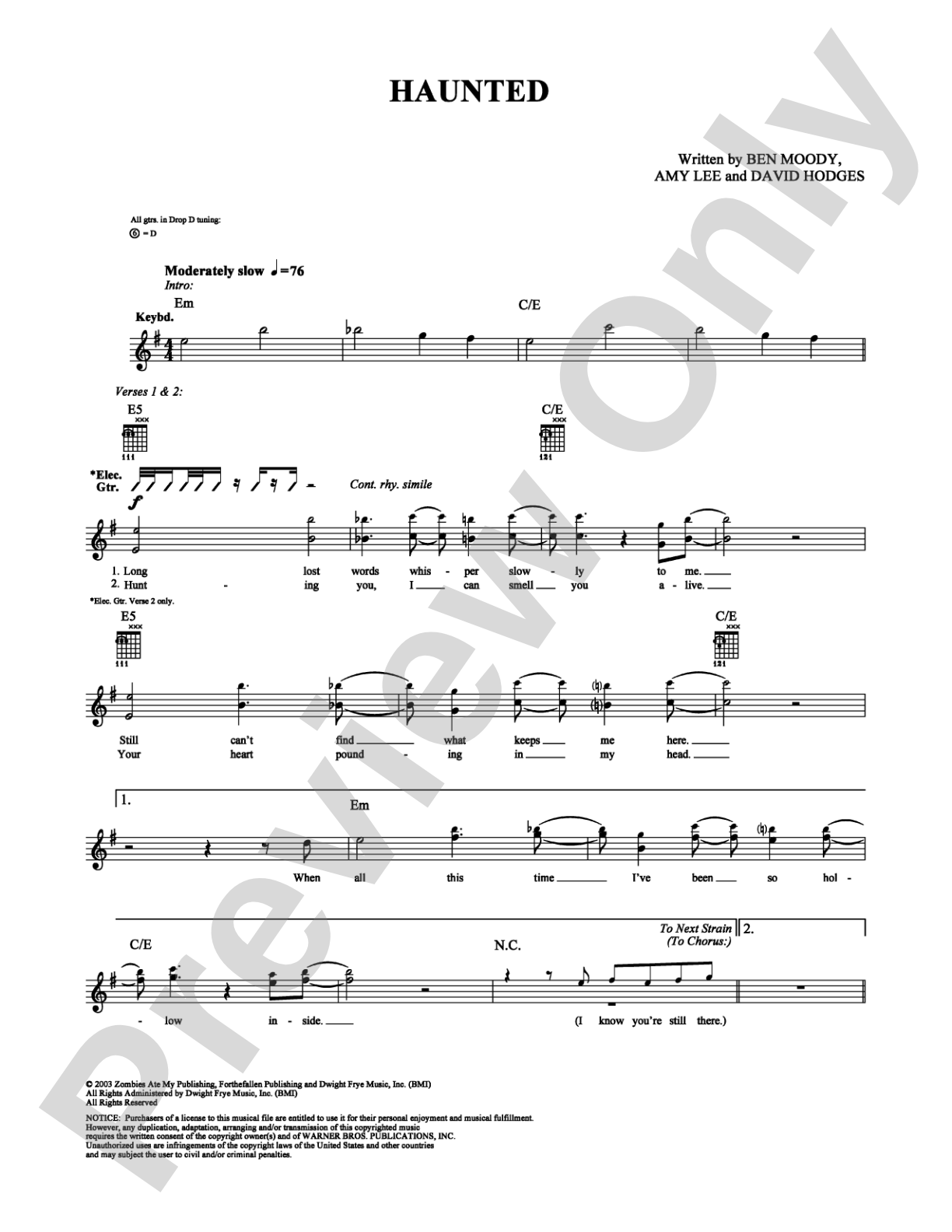 Haunted: Guitar TAB Digital Sheet Music