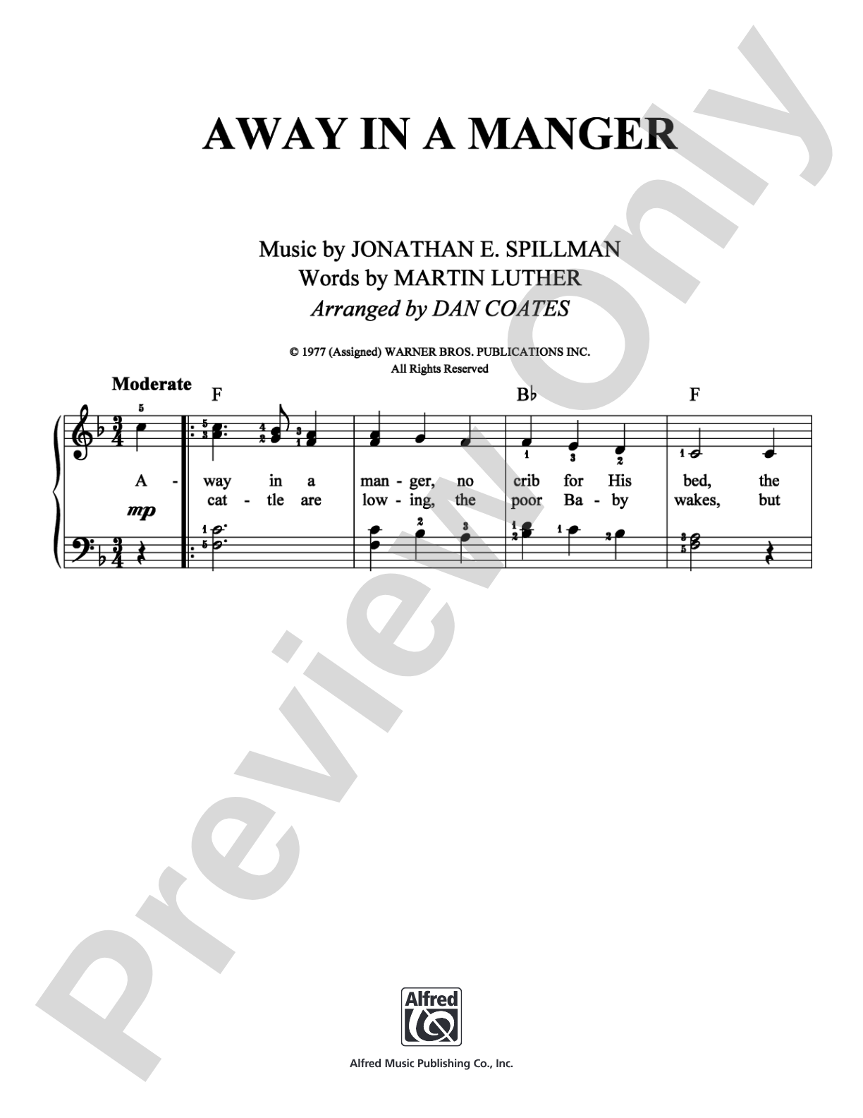 Away in a Manger: Easy Piano Digital Sheet Music