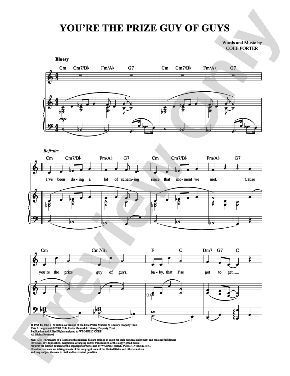You're the Prize Guy of Guys: Piano/Vocal/Chords Digital Sheet Music