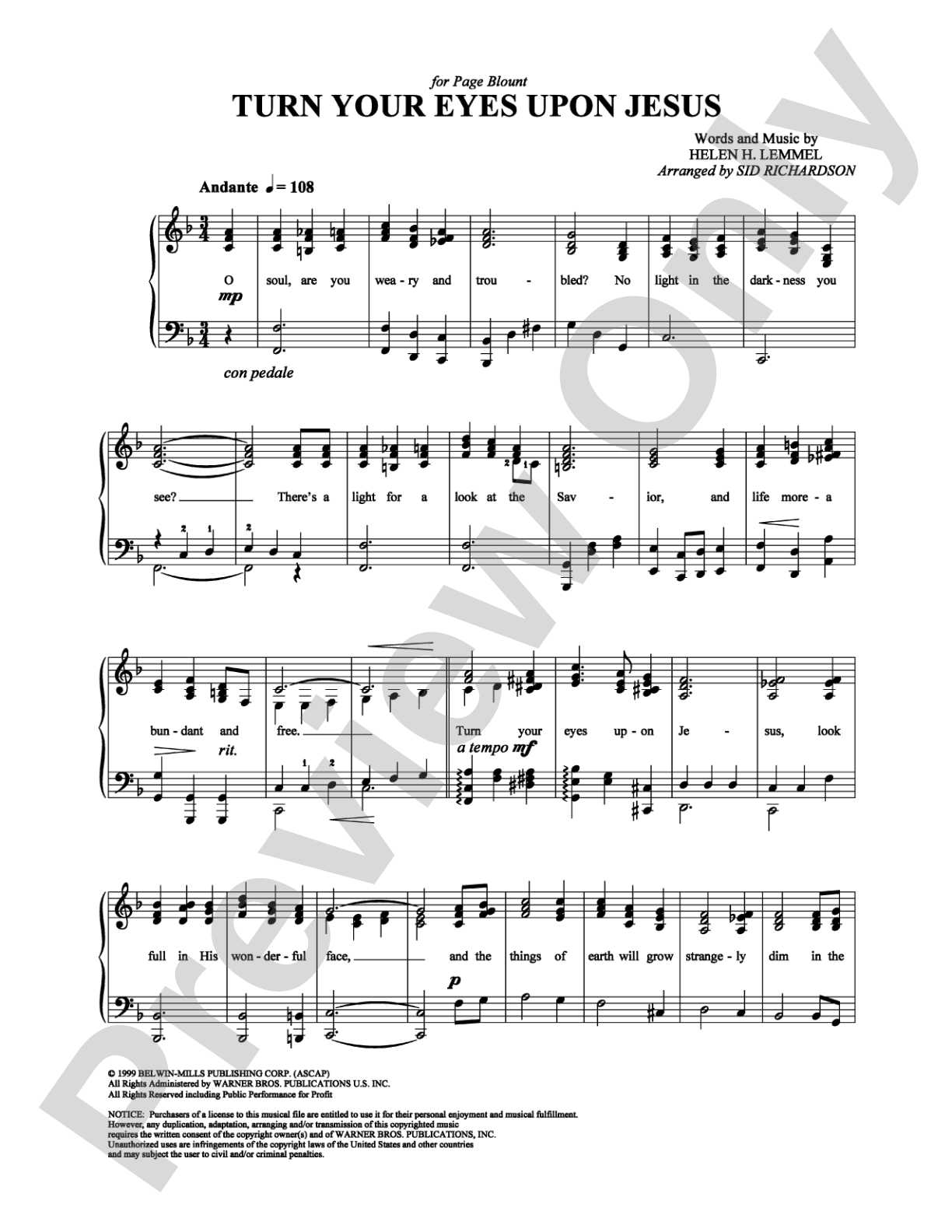 Turn Your Eyes Upon Jesus: Piano Digital Sheet Music