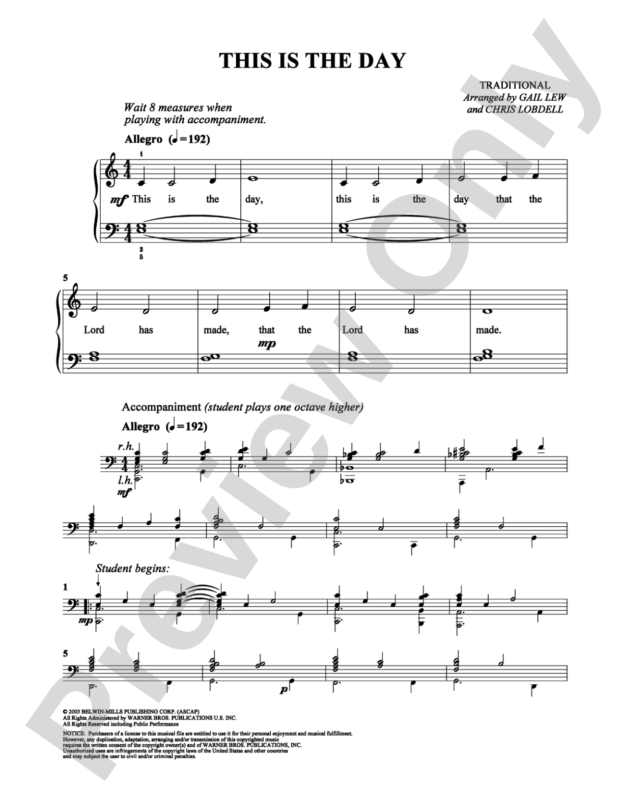 This Is the Day: Easy Piano Digital Sheet Music