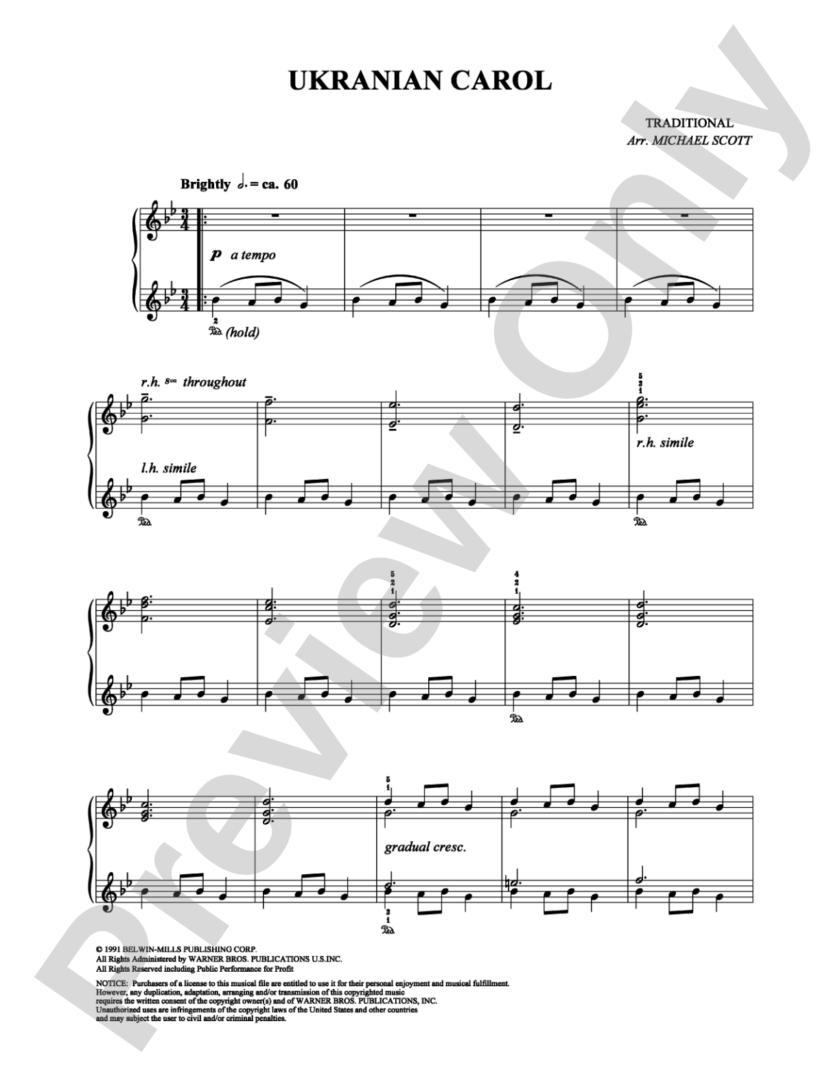 Ukranian Carol: Piano Digital Sheet Music