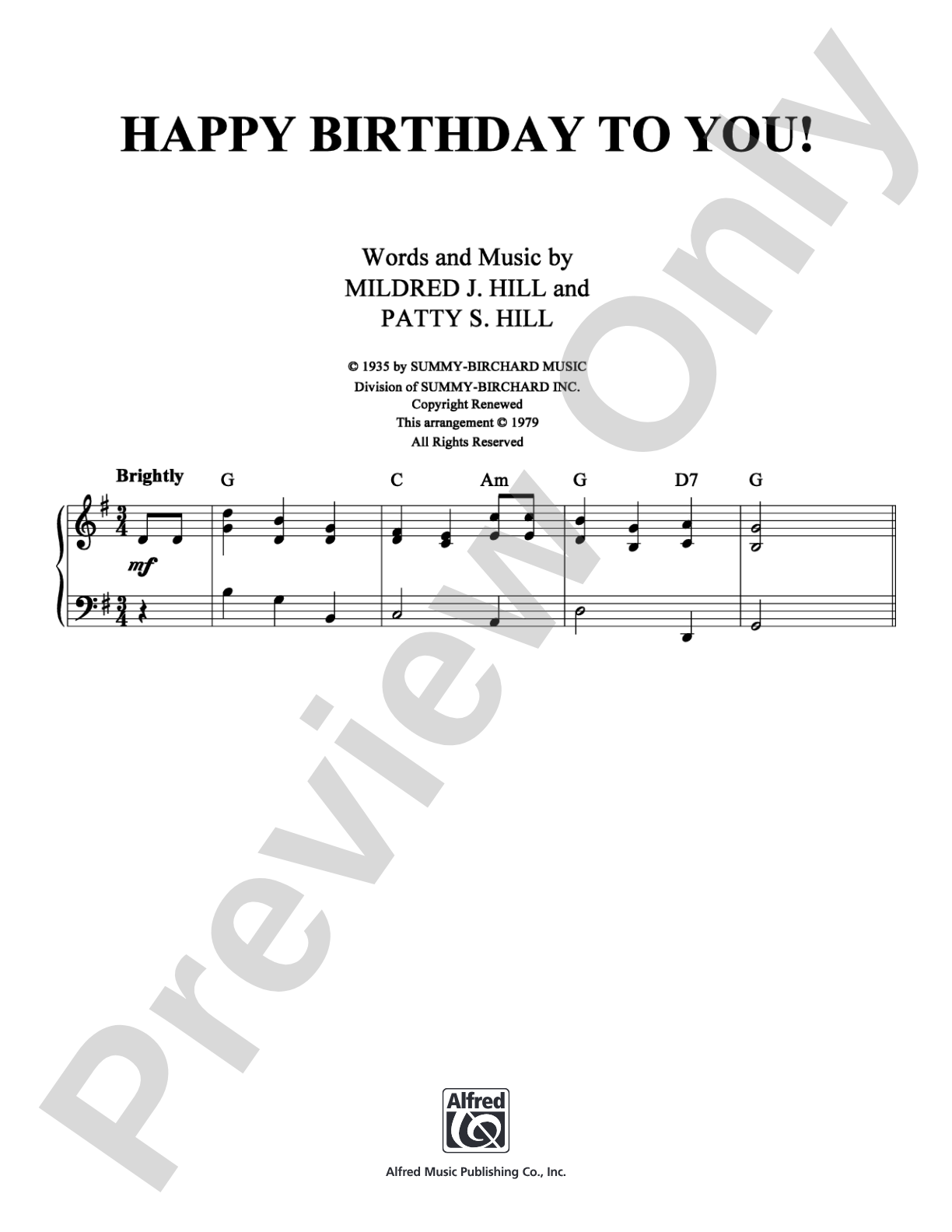 Happy Birthday to You!: Piano/Vocal/Chords Digital Sheet Music