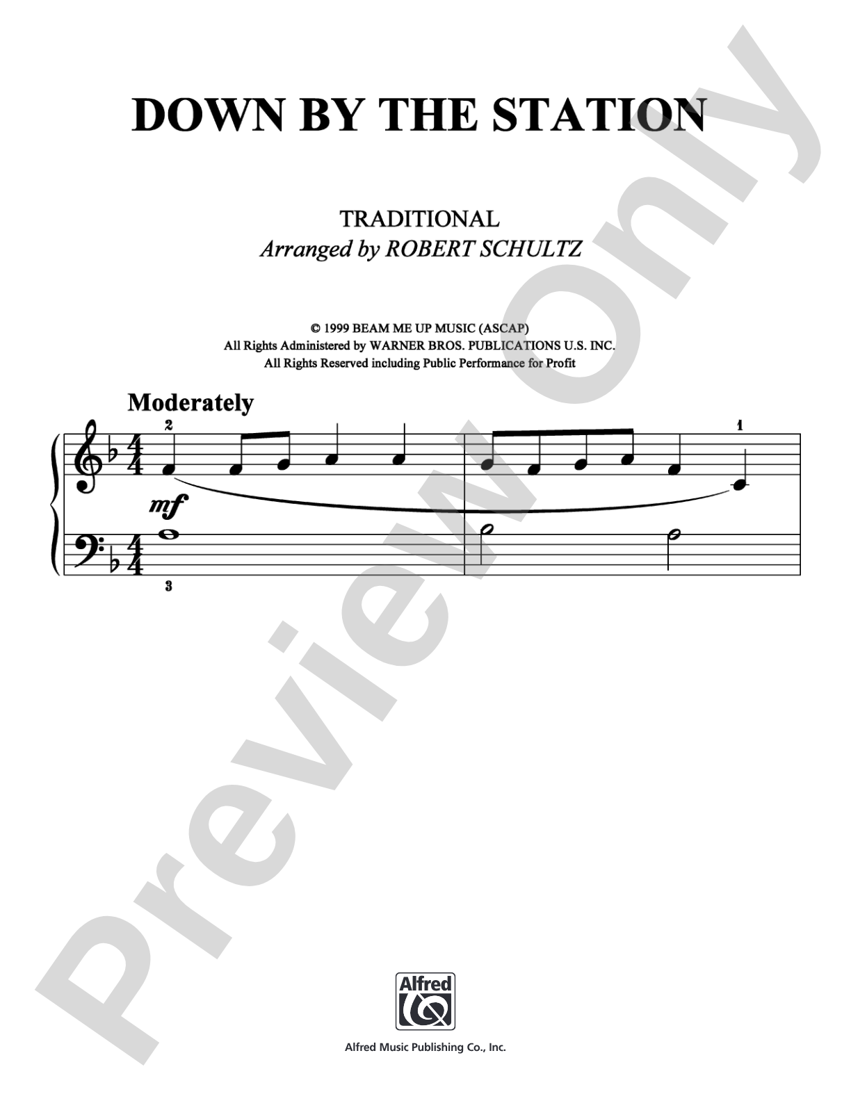Down By the Station: Easy Piano Digital Sheet Music