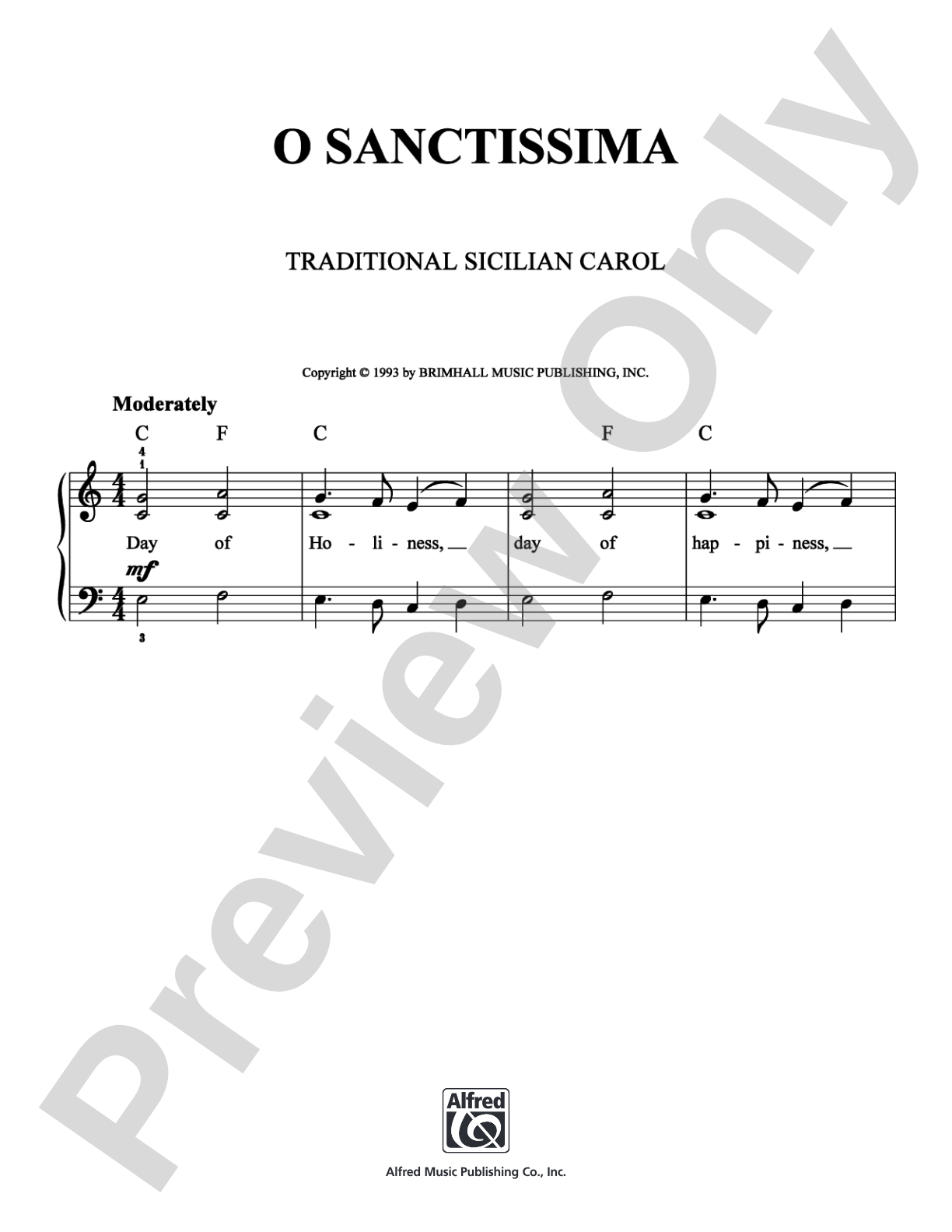 O Sanctissima: Easy Piano Digital Sheet Music