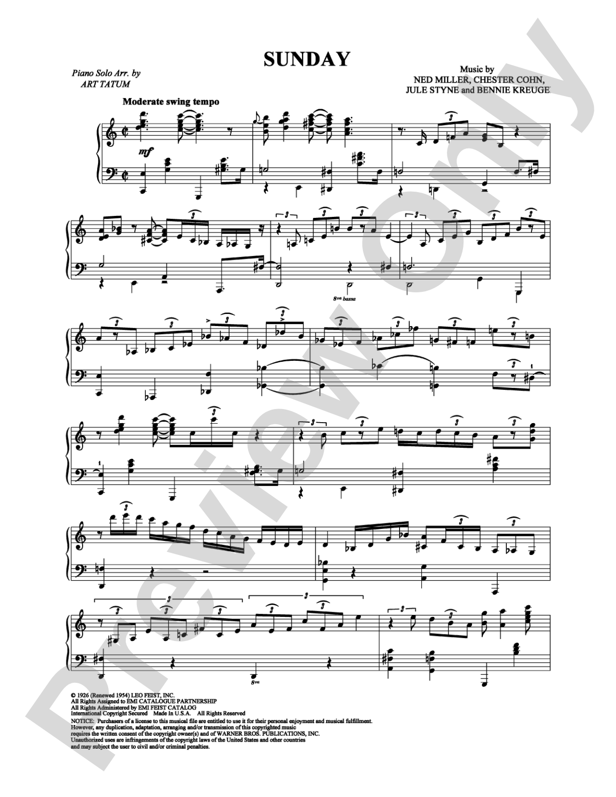 Sunday: Piano Digital Sheet Music