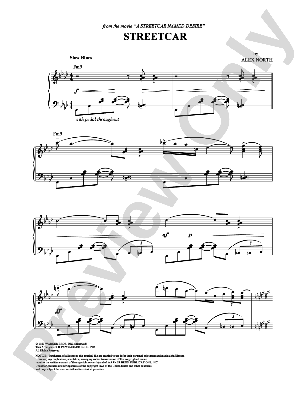 Streetcar: Piano Digital Sheet Music