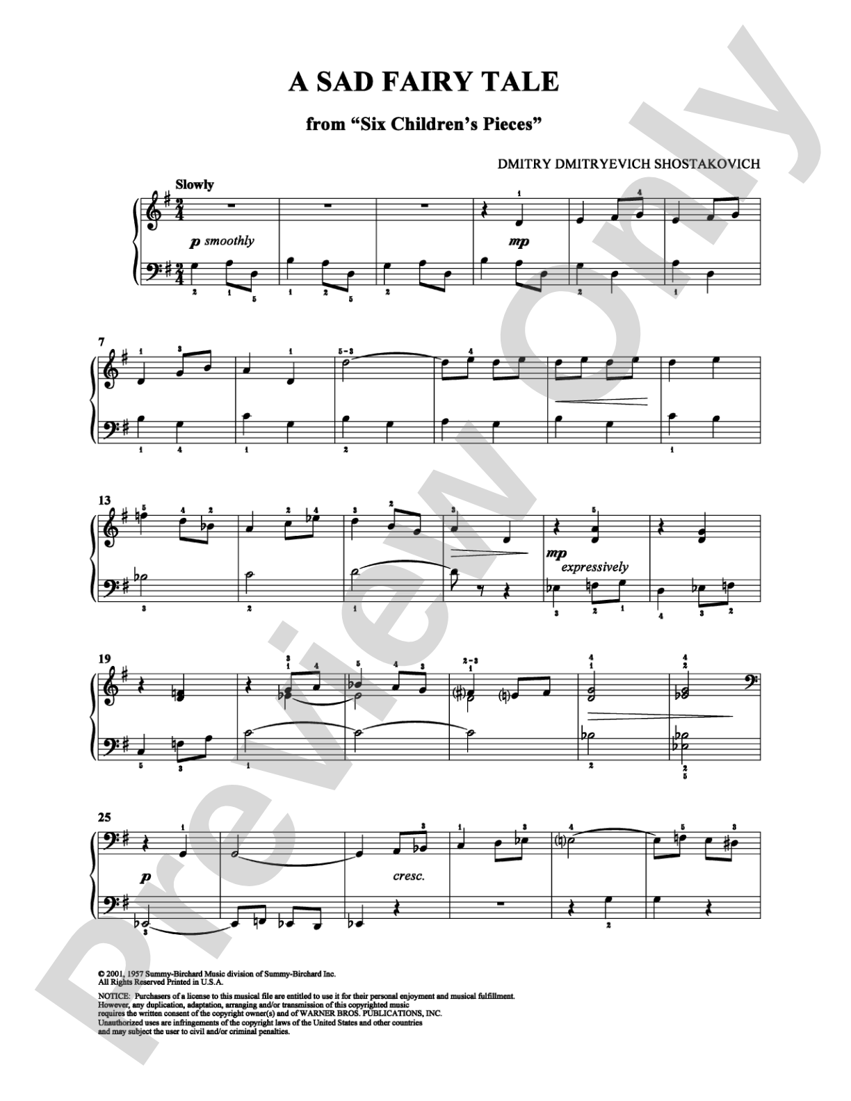 A Sad Fairy Tale: Piano Digital Sheet Music