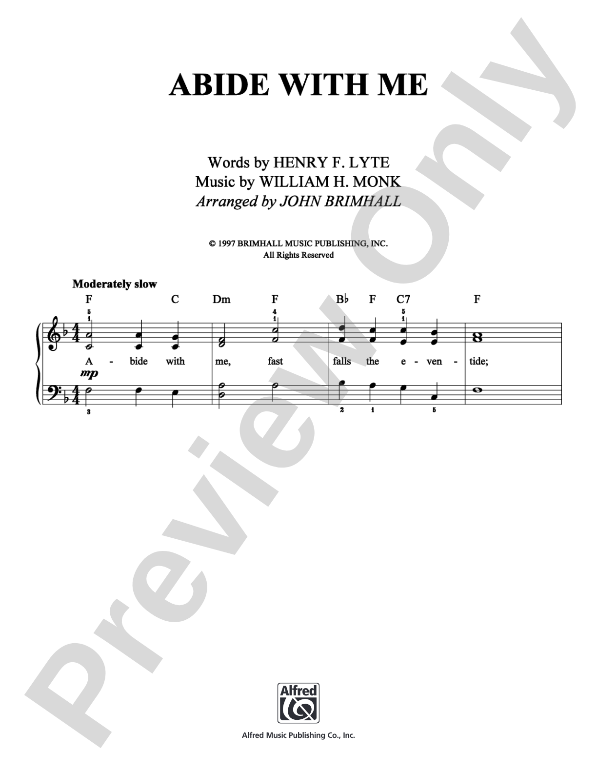 Abide With Me: Easy Piano Digital Sheet Music