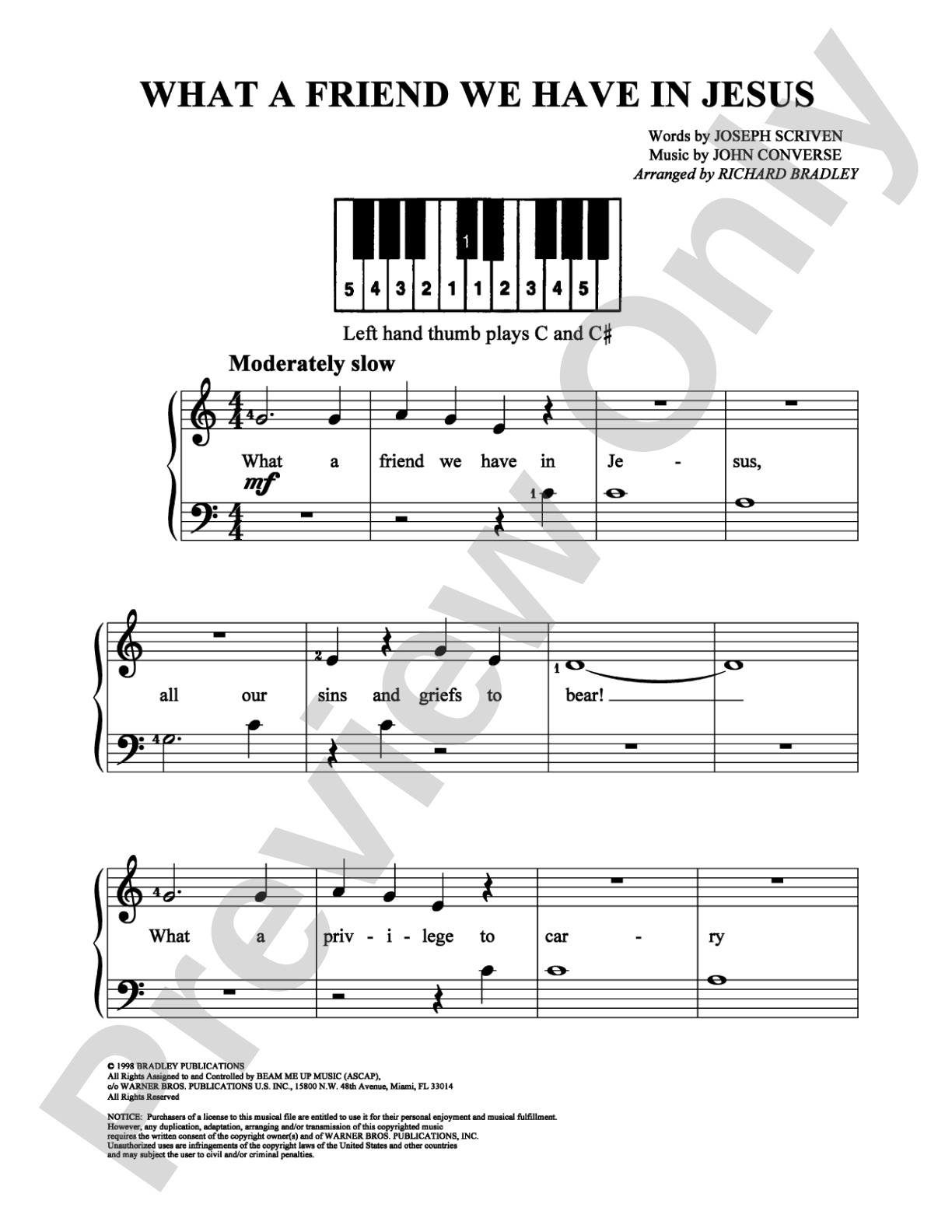 What a Friend We Have in Jesus: Easy Piano Digital Sheet Music