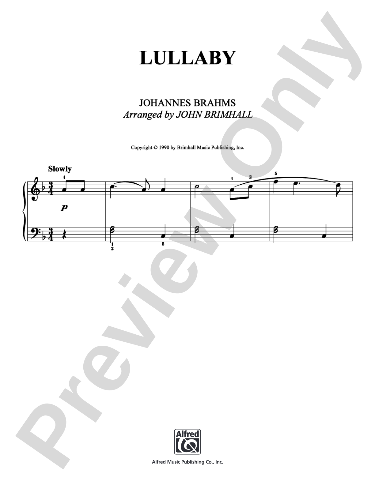 Lullaby: Easy Piano Digital Sheet Music
