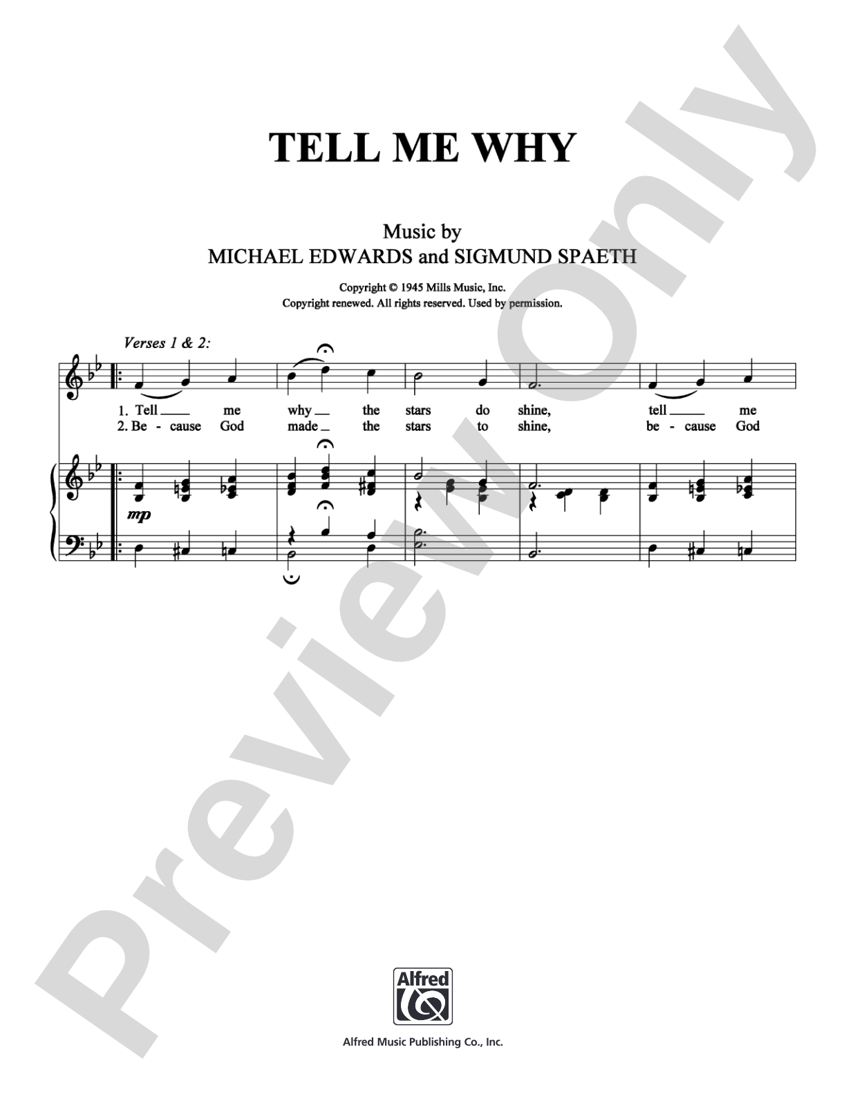 Tell Me Why: Piano/Vocal/Chords Digital Sheet Music