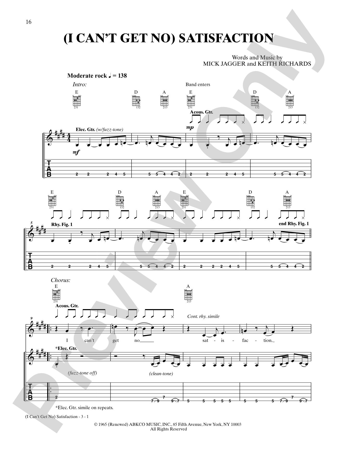 (I Can't Get No) Satisfaction: Authentic Guitar TAB