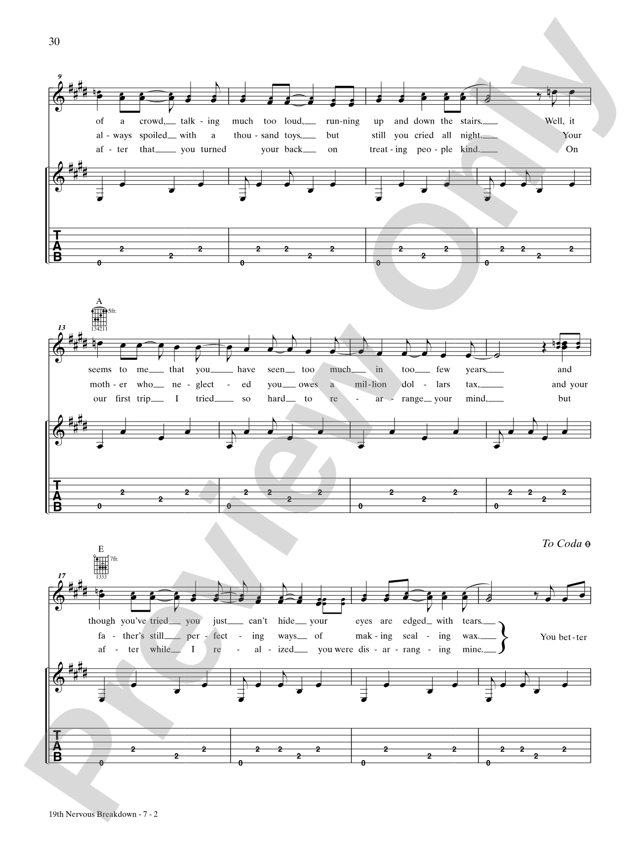 19th Nervous Breakdown: Authentic Guitar TAB