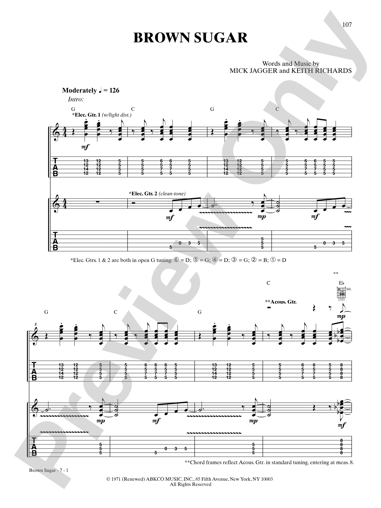 Brown Sugar: Authentic Guitar TAB