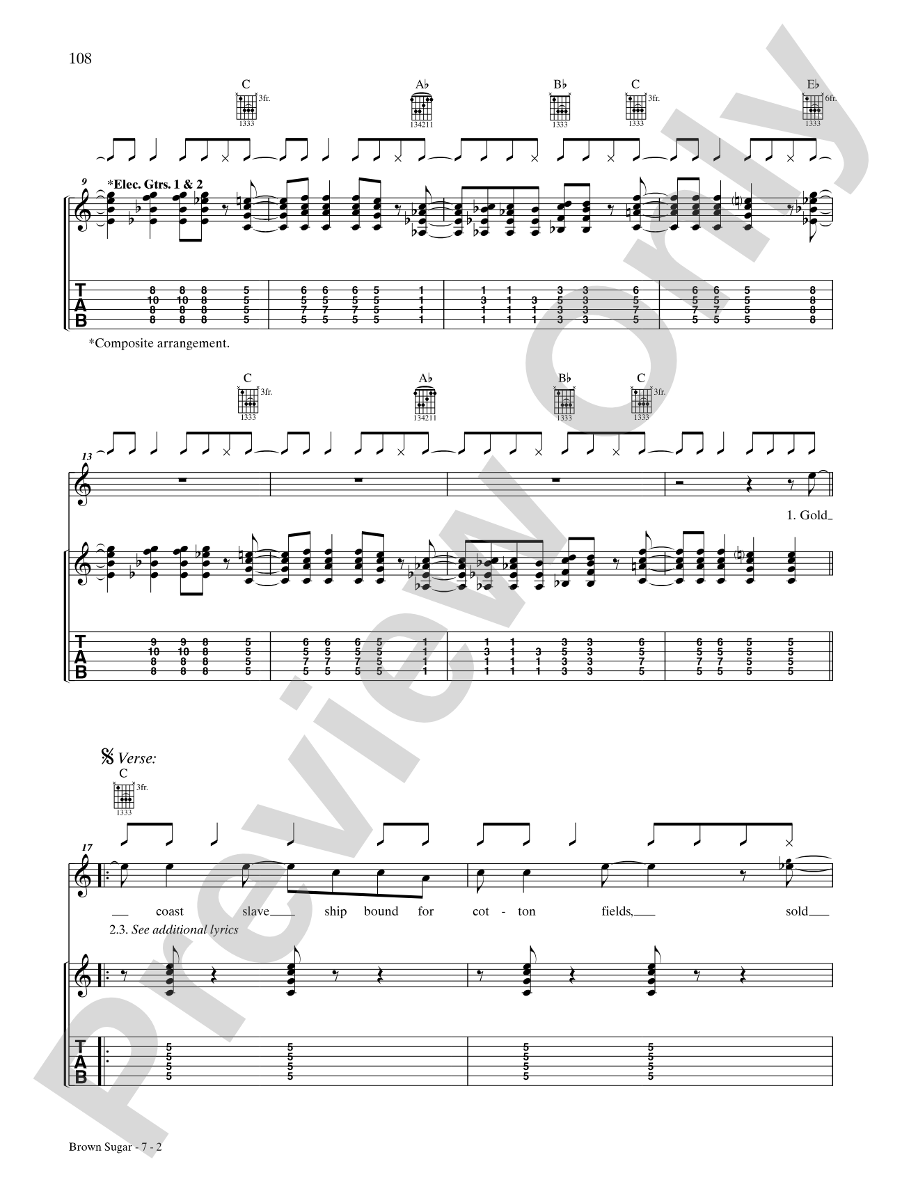 Brown Sugar: Authentic Guitar TAB