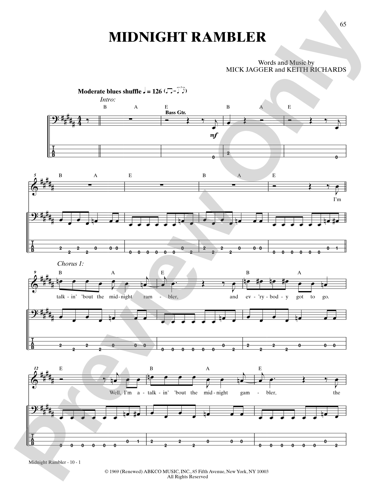 Midnight Rambler: Bass TAB