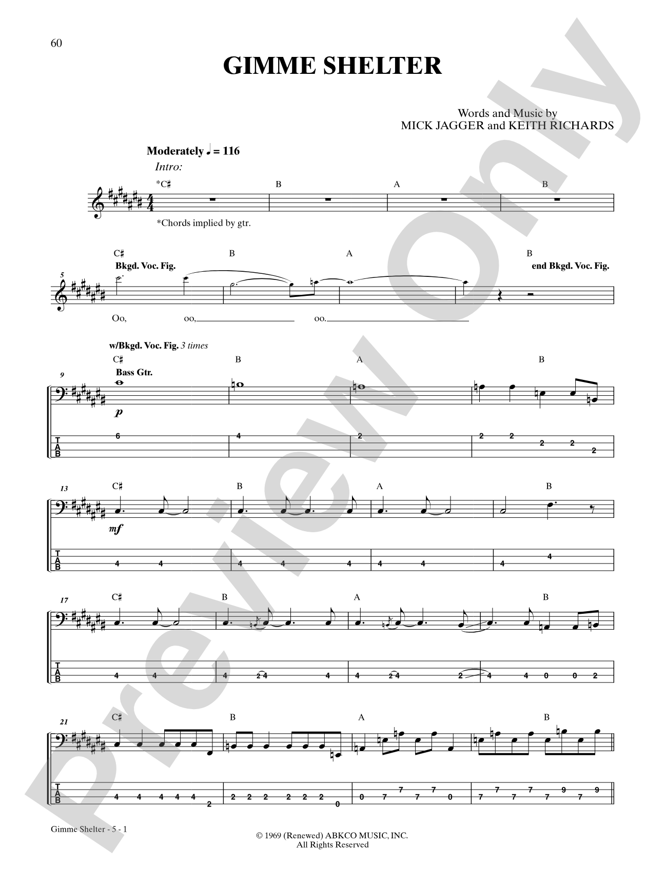 Gimme Shelter: Bass TAB