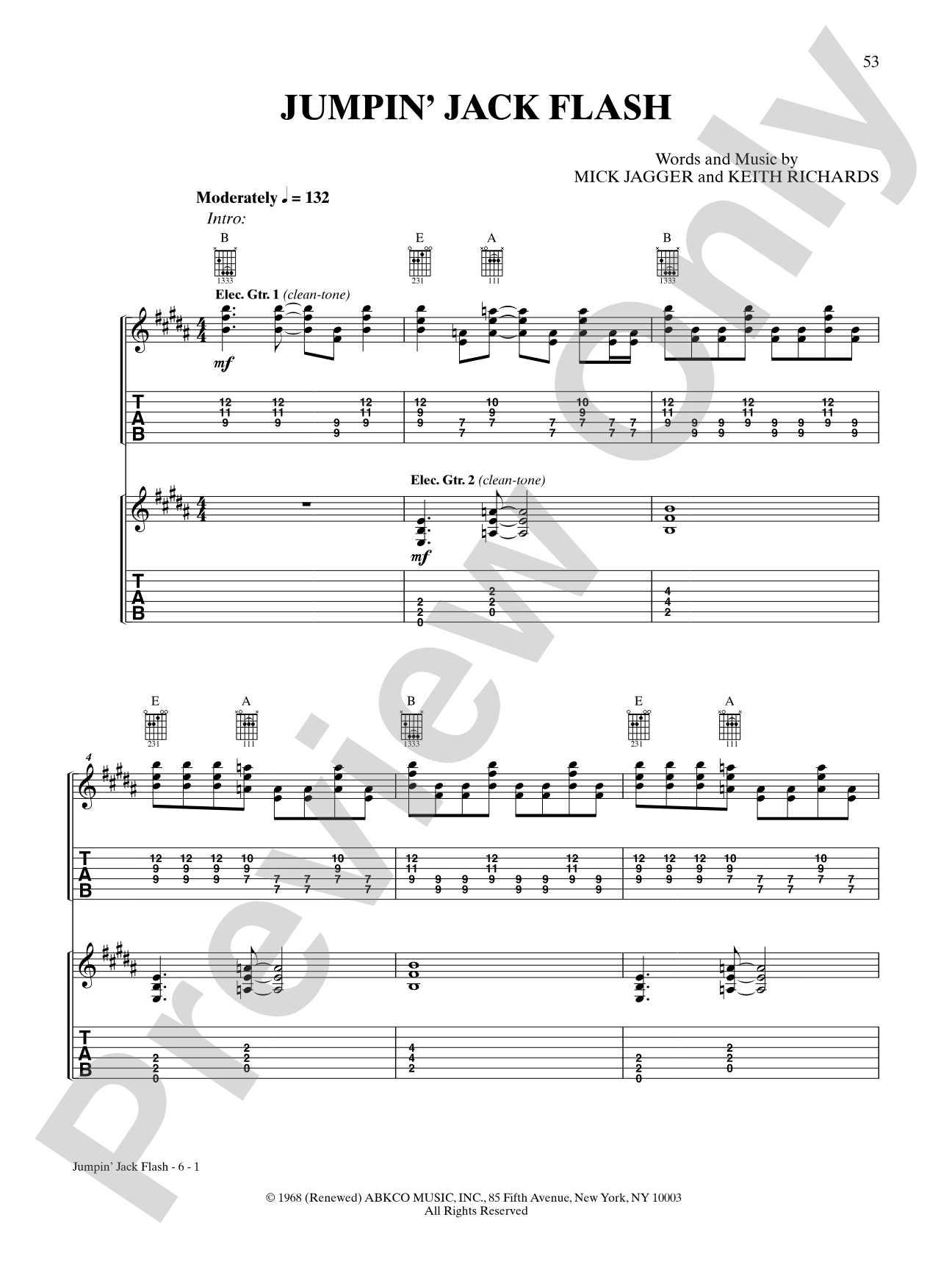 Jumpin' Jack Flash: Authentic Guitar TAB