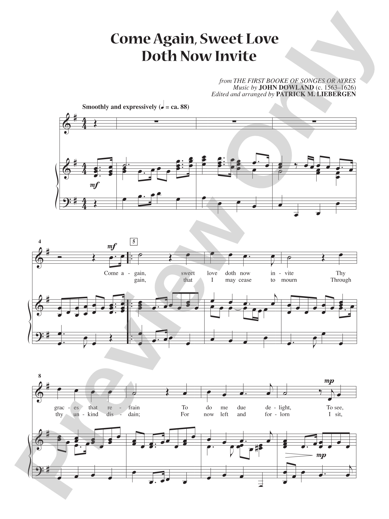 Come Again, Sweet Love Doth Now Invite [High Voice]: Vocal