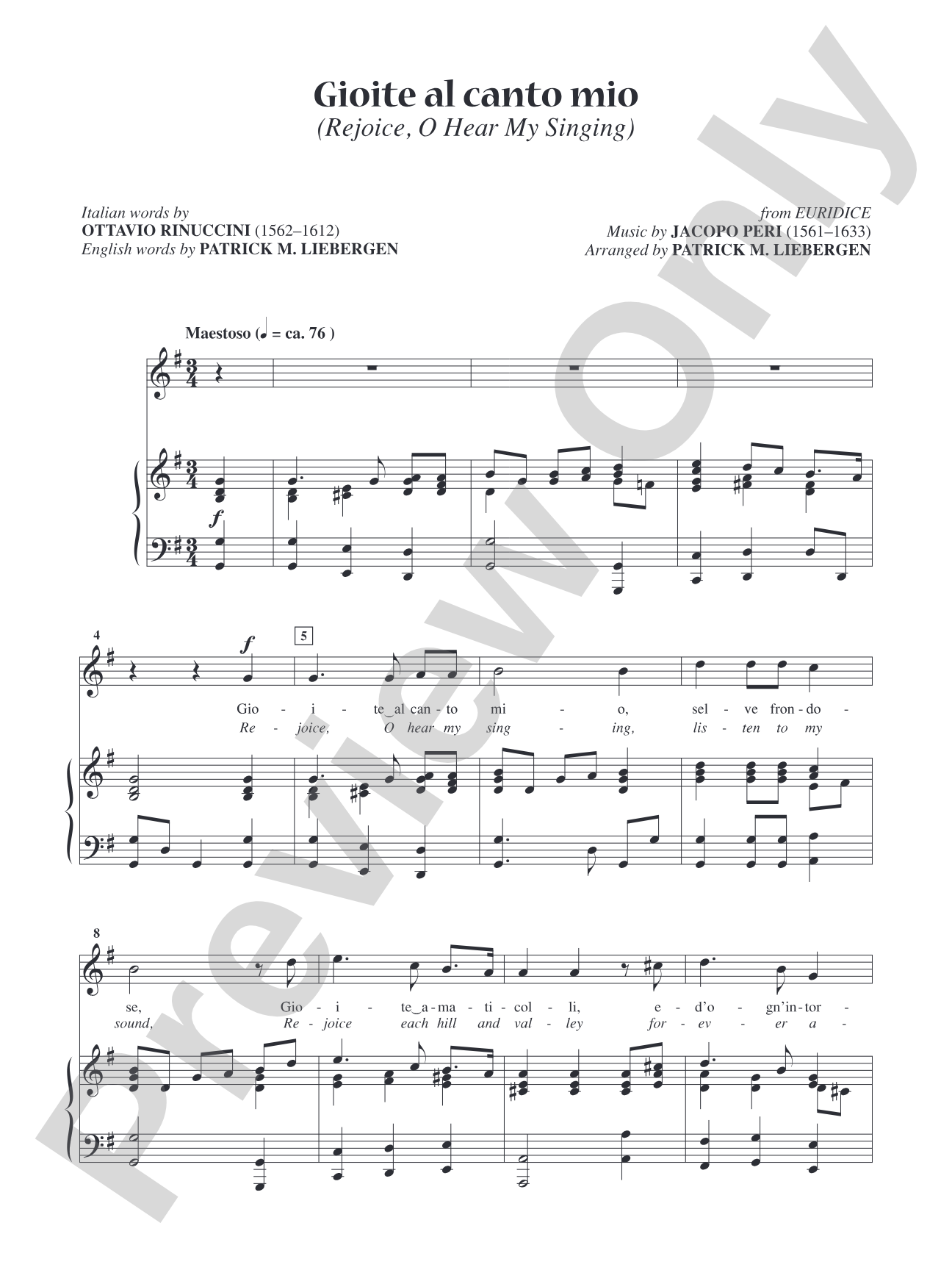 Gioite Al Canto Mio (Rejoice, O Hear My Singing) [High Voice]: Vocal