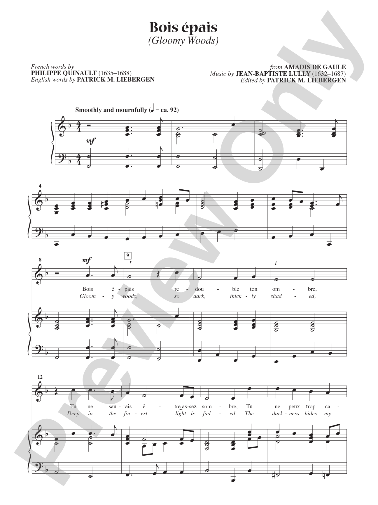 Bois Epais (Gloomy Woods) [High Voice]: Vocal