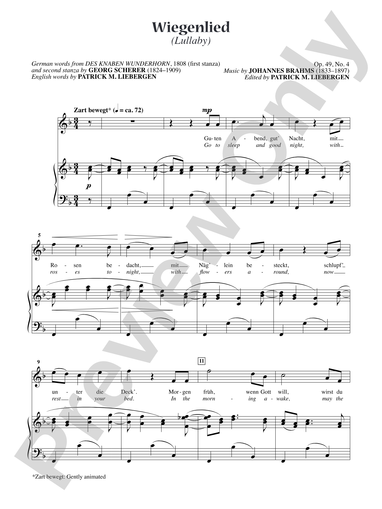 Wiegenlied (Lullaby) [High Voice]: Vocal