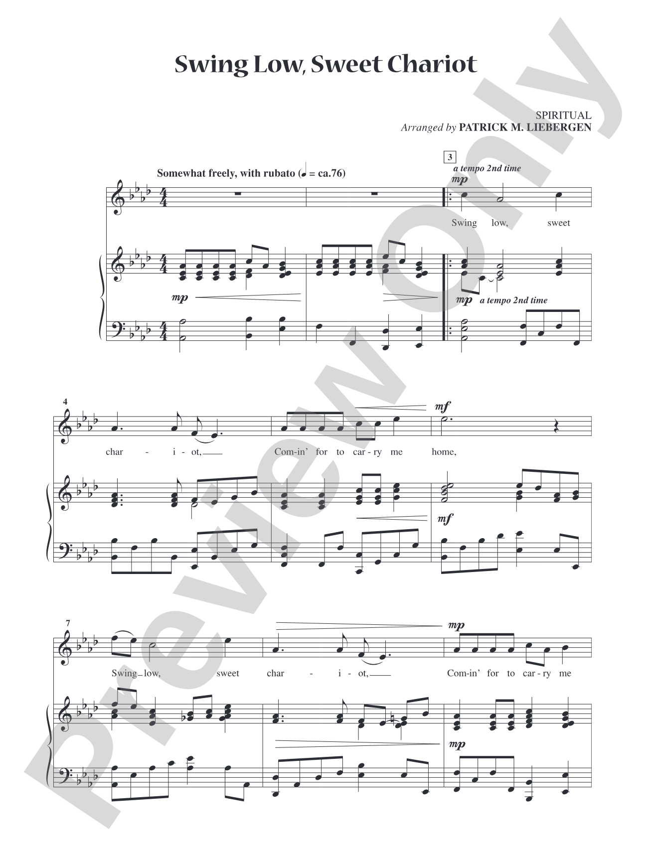 Swing Low, Sweet Chariot [High Voice]: Vocal