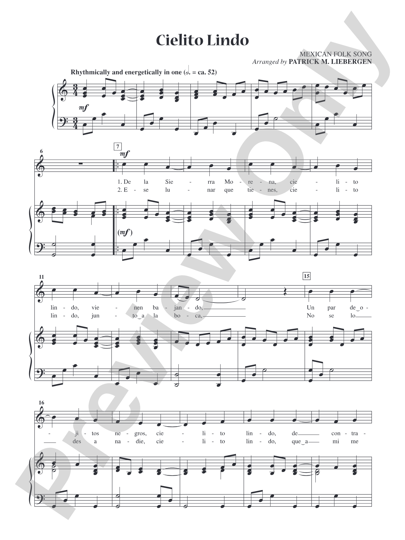 Cielito Lindo [High Voice]: Vocal