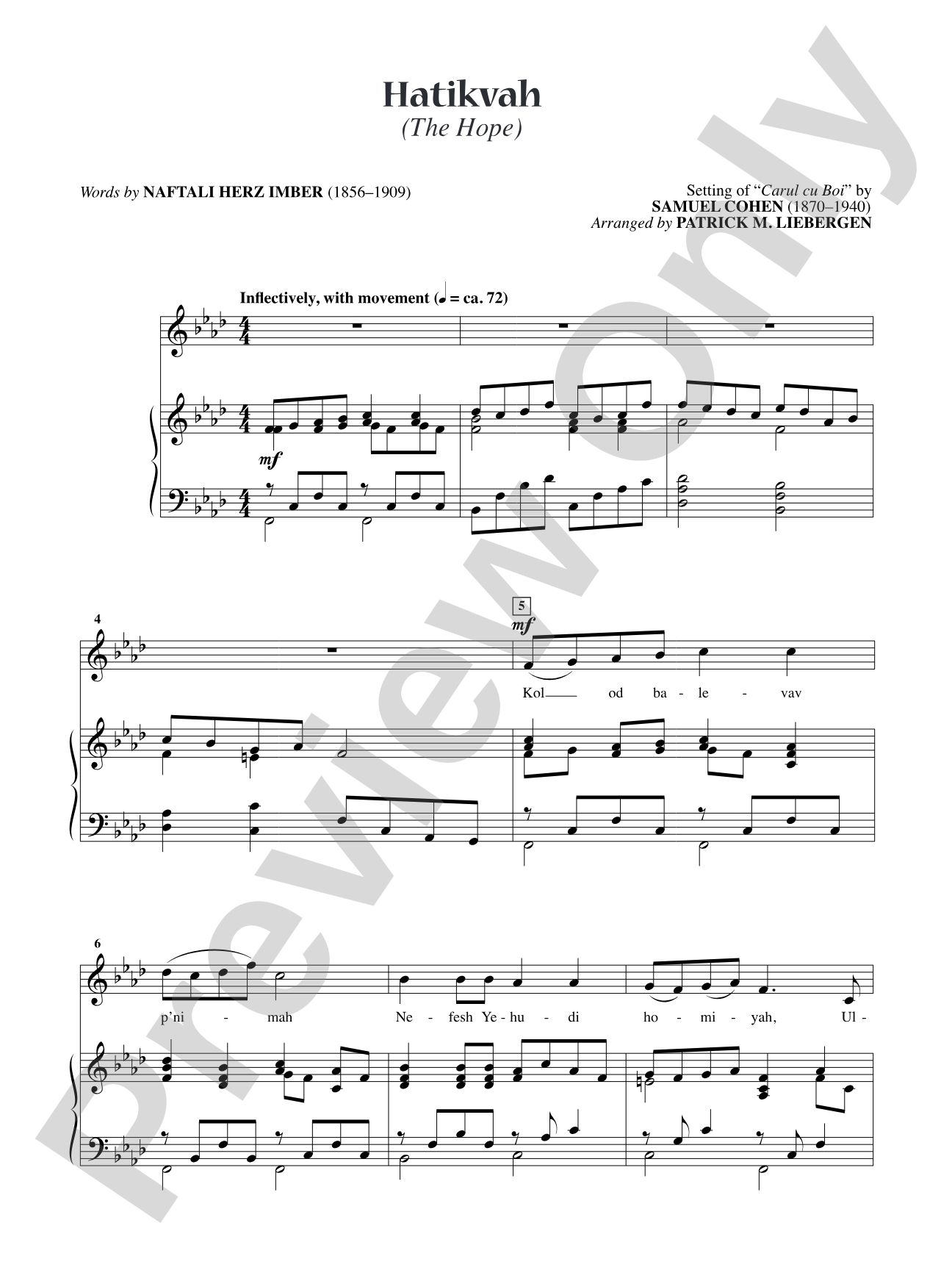 Hatikvah (The Hope) [High Voice]: Vocal