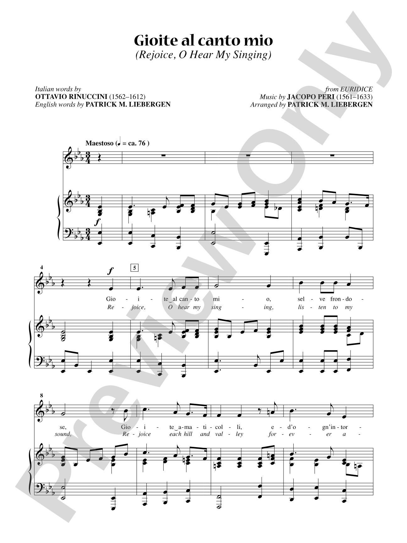 Gioite Al Canto Mio (Rejoice, O Hear My Singing) [Low Voice]: Vocal