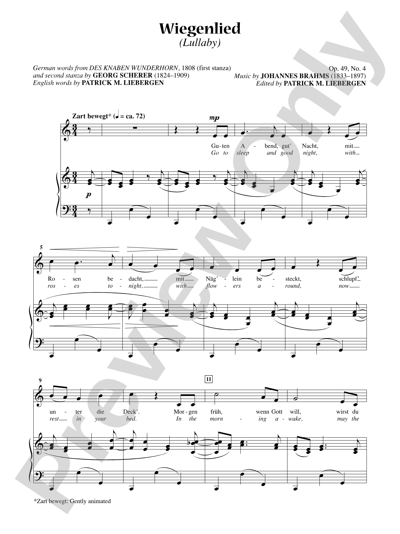 Wiegenlied (Lullaby) [Low Voice]: Vocal
