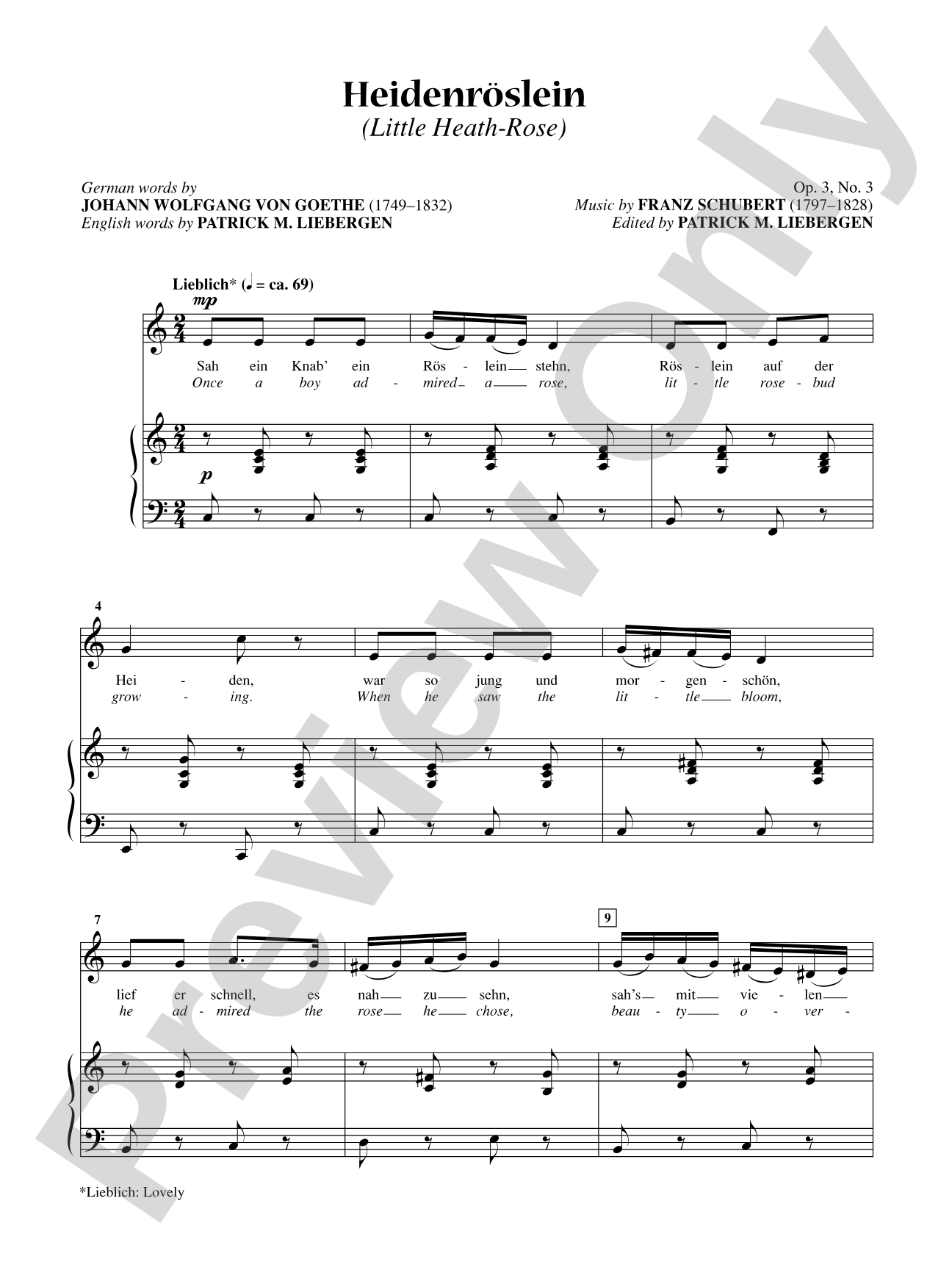 Heidenroslein (Little Heath-rose) [Low Voice]: Vocal