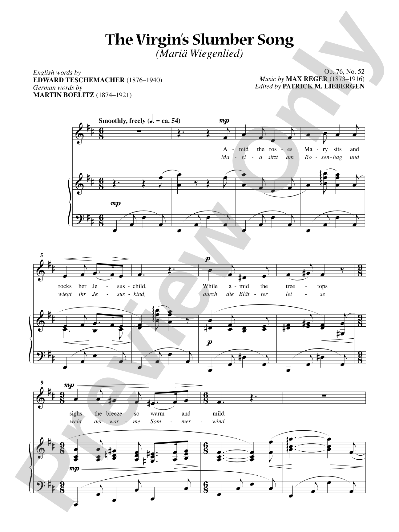 The Virgin's Slumber Song (Maria Weigenlied) [Low Voice]: Vocal