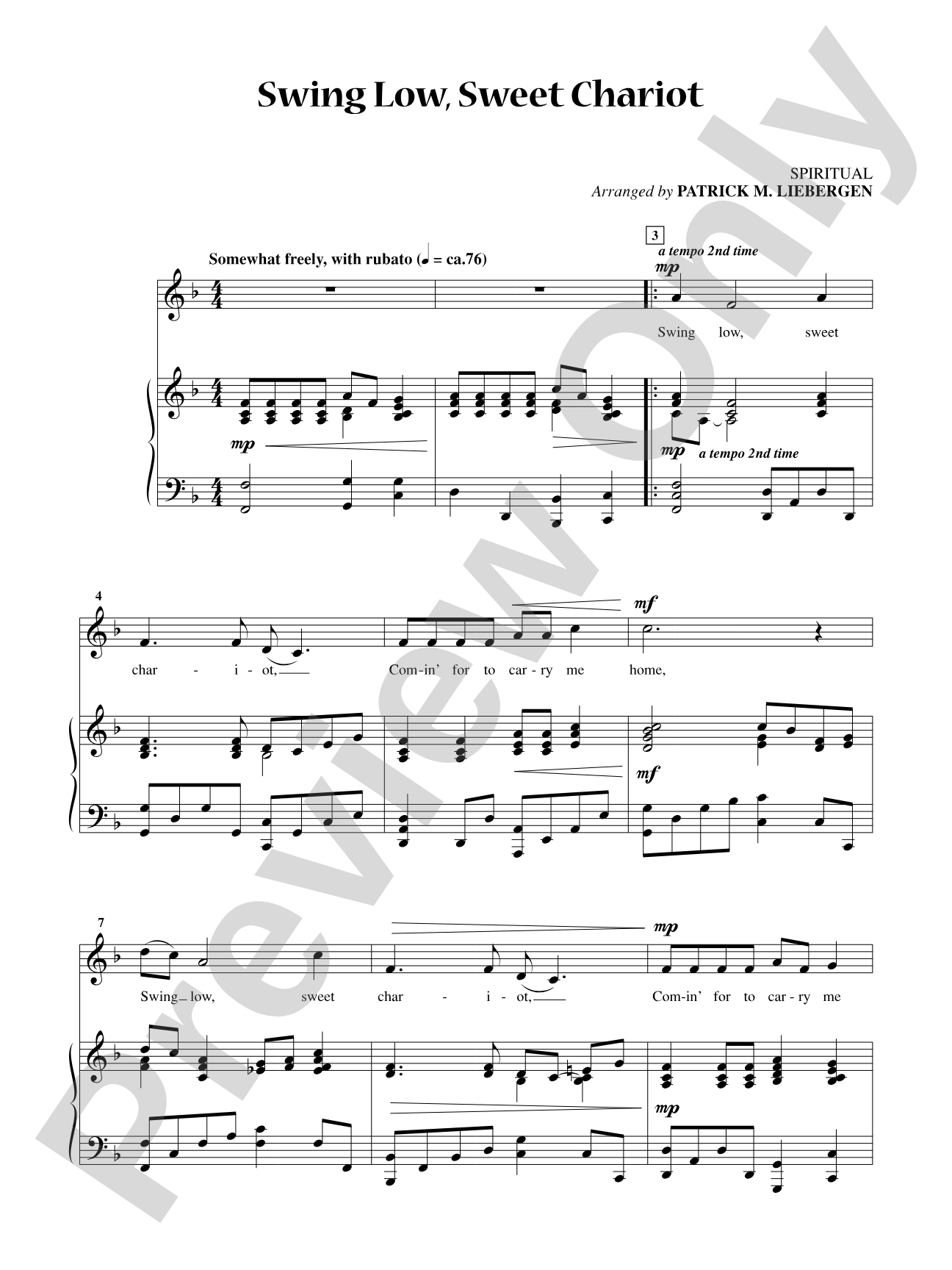 Swing Low, Sweet Chariot [Low Voice]: Vocal