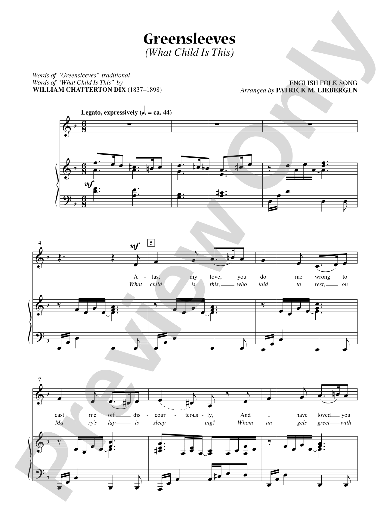 Greensleeves (What Child Is This) [Low Voice]: Vocal