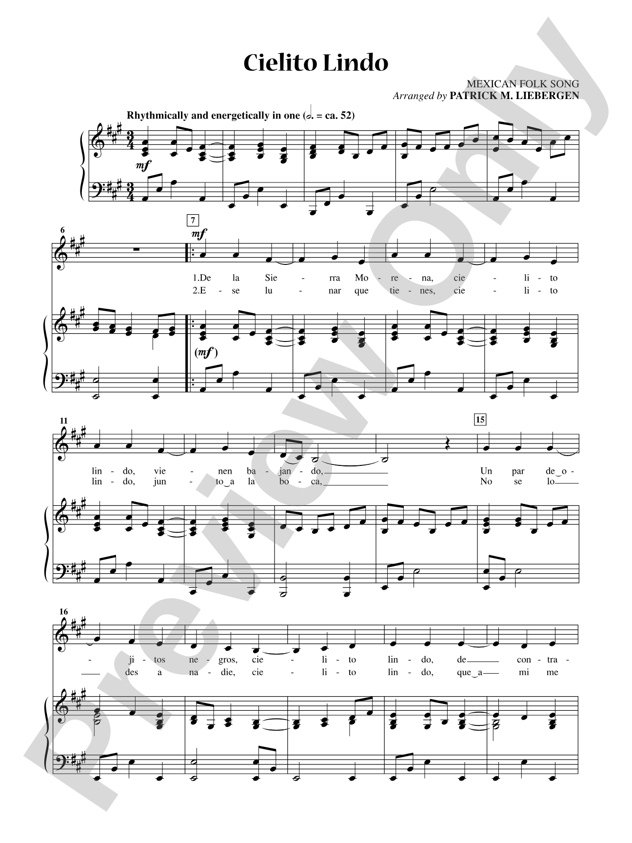 Cielito Lindo [Low Voice]: Vocal